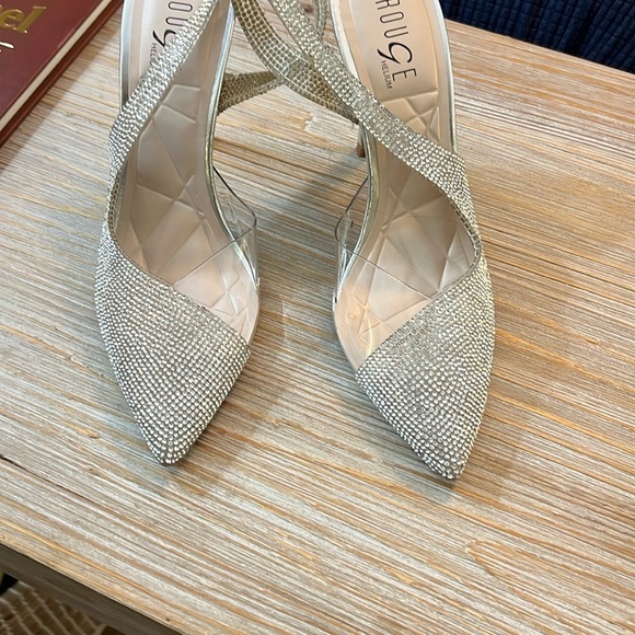 Rouge,Helium Gold Stiletto Heels, Slip-On Comfort, Rhinestone Bling, EUC, Size 6 - Picture 8 of 8